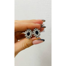 Срібні сережки з сапфіром та фіанітом 010-3110