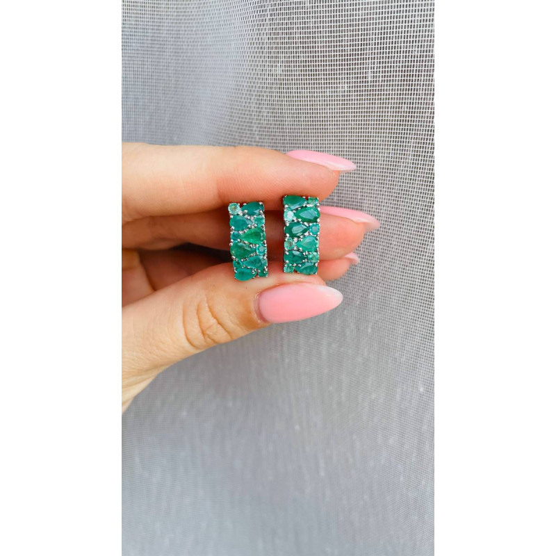 Срібні сережки з смарагдом 026-71