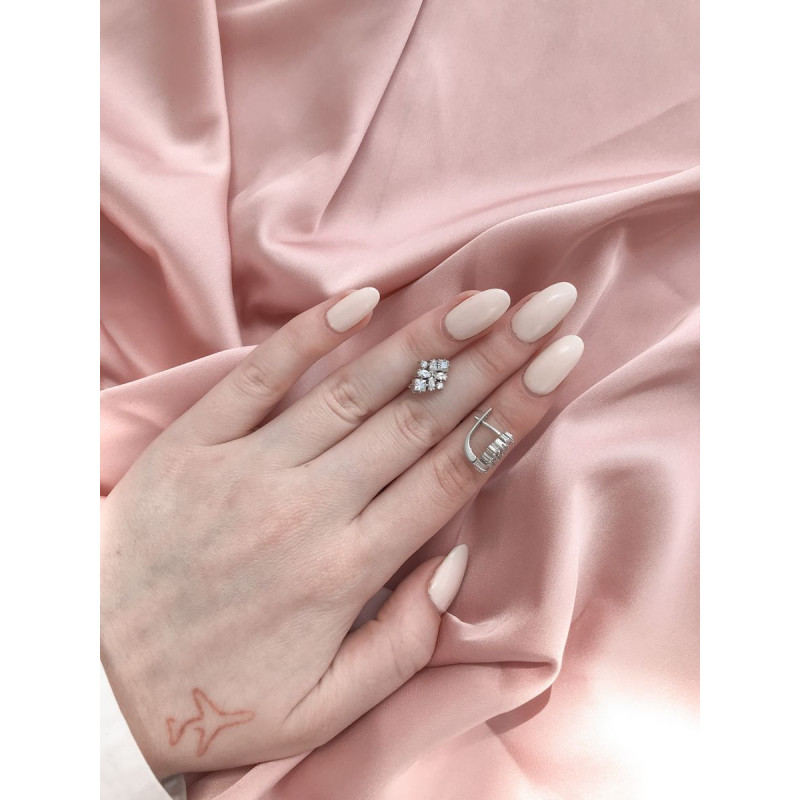 Срібні сережки з фіанітом 150CZ-10 