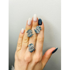 Срібні сережки з лондон топазом та скай топазом 185-3339