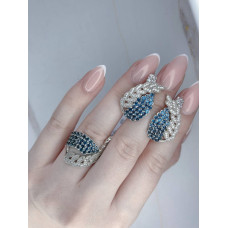 Срібні сережки з лондон топазом та фіанітом 224-3310