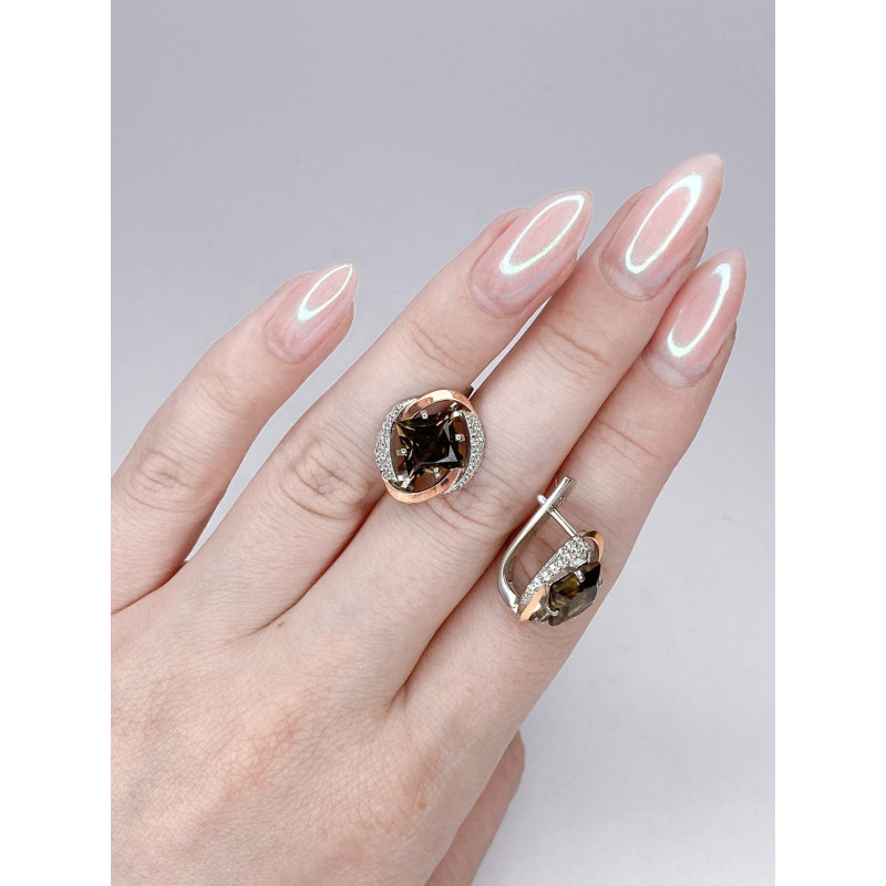 Срібні сережки з раухтопазом та фіанітом Gemma_2-7610 