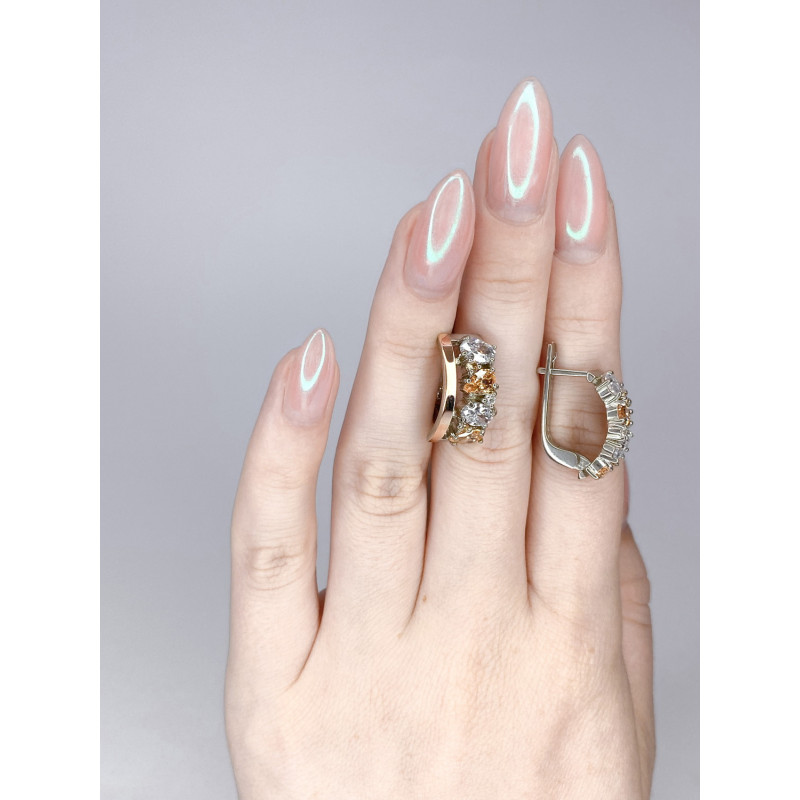 Срібні сережки з фіанітом Sunshine-7410