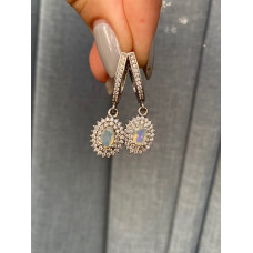 Срібні сережки з опалом та фіанітом 086-5510