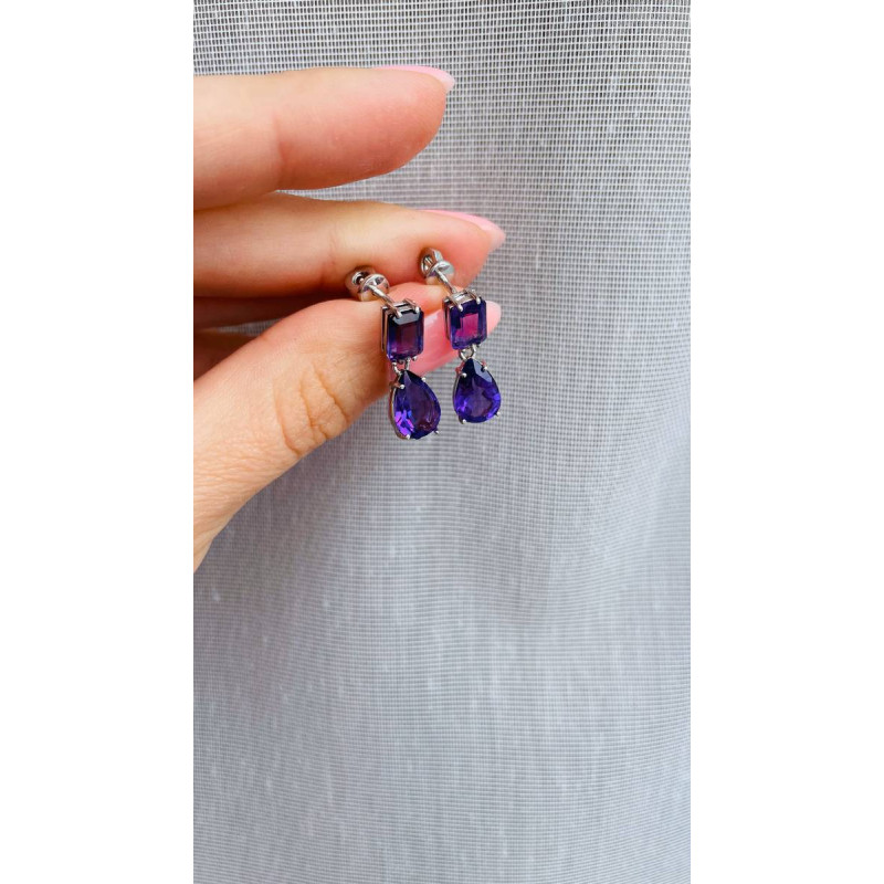 Срібні сережки з аметистом бразильським 105-61