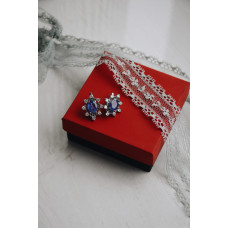 Срібні сережки з сапфіром та фіанітом 153-3110