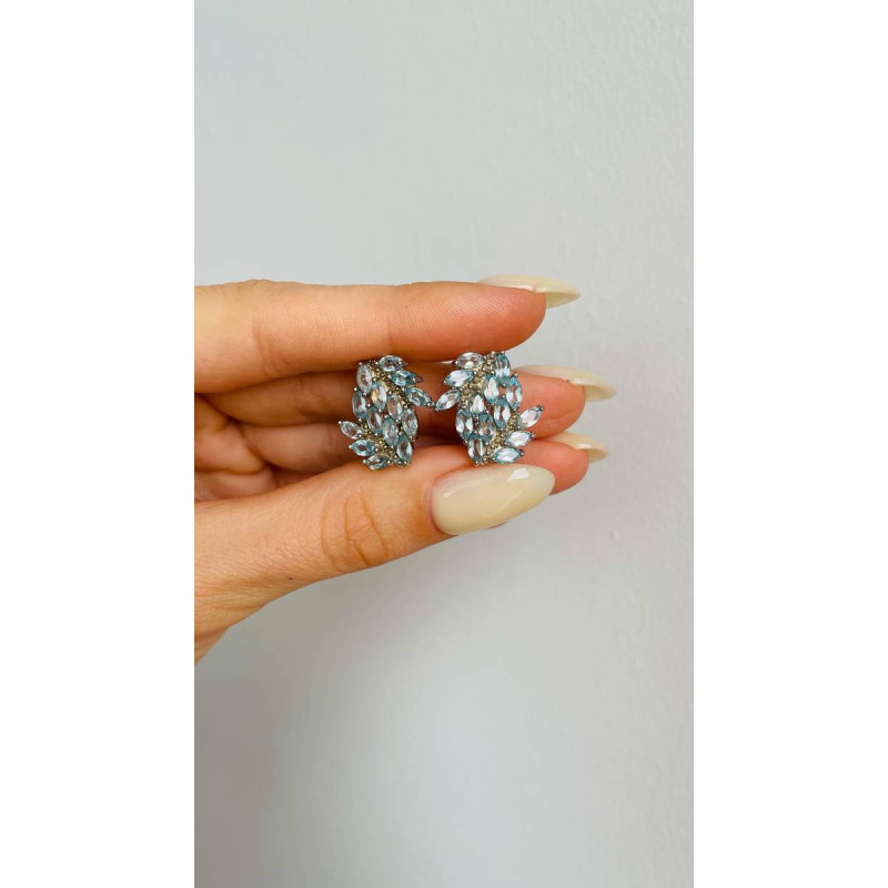 Срібні сережки з скай топазом 185-39