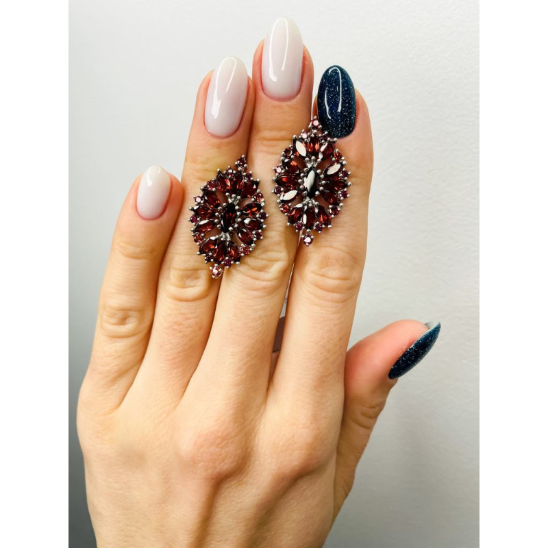 Срібні сережки з гранатом 198-41 