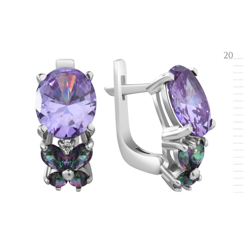 Срібні сережки з фіанітом Anzhelika-816110