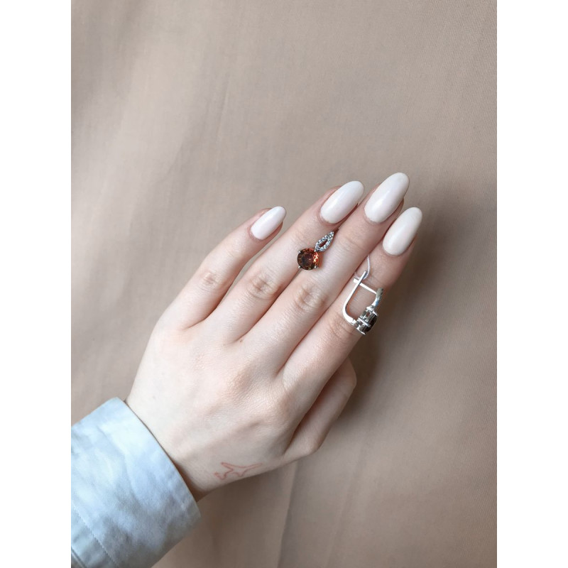 Срібні сережки з аметрин-алпанітом та фіанітом 007CZ-8310 