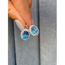 Срібні сережки з свіс топазом та фіанітом 014-3010