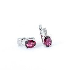 Срібні сережки з родолітом та фіанітом 018-4210