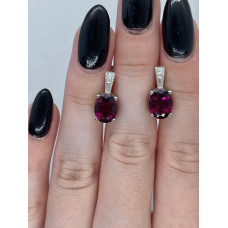 Срібні сережки з родолітом та фіанітом 018-4210
