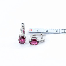 Срібні сережки з родолітом та фіанітом 018-4210