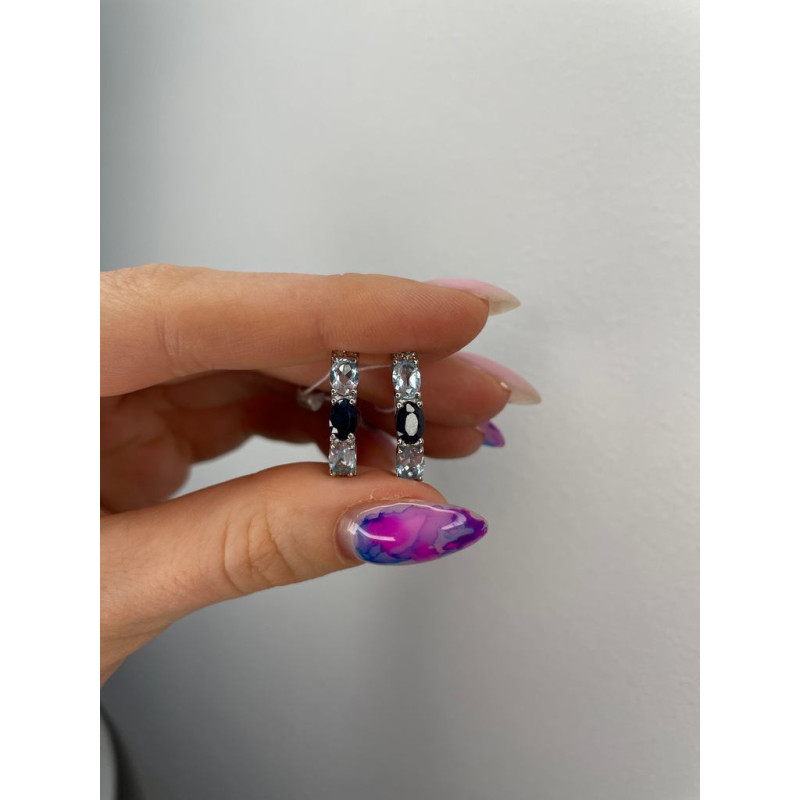 Срібні сережки з сапфіром та скай топазом 031-313910 