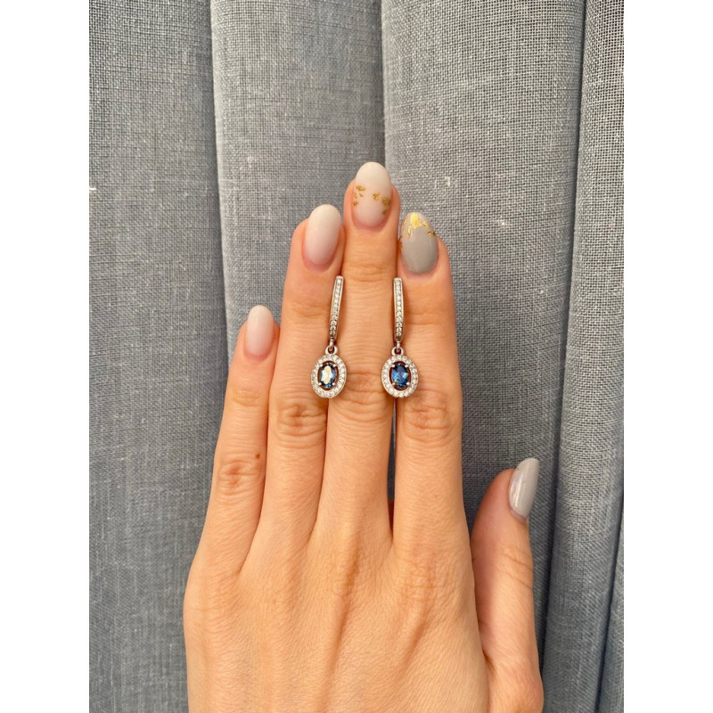 Срібні сережки з лондон топазом та фіанітом 087-3310 