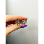 Срібні сережки з нано султанітом та фіанітом 151N-8210