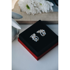 Срібні сережки з білим нано опалом та фіанітом 217N-5574