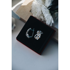 Срібні сережки з білим нано опалом та фіанітом 217N-5574