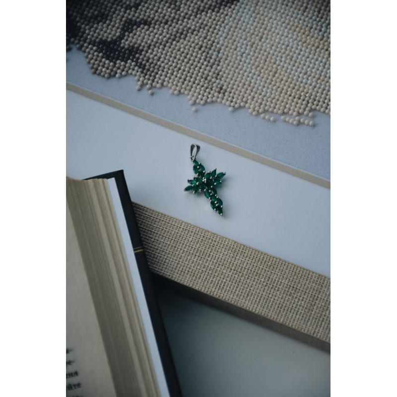 Срібний кулон з зеленим агатом 213-73