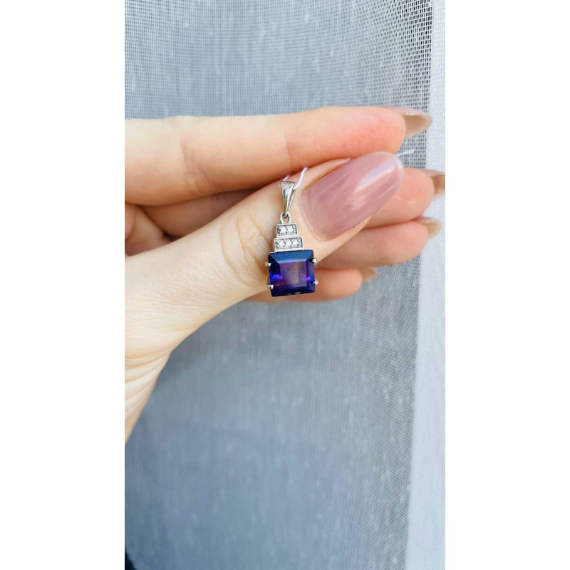 Срібний кулон з аметистом та фіанітом 156-6210 