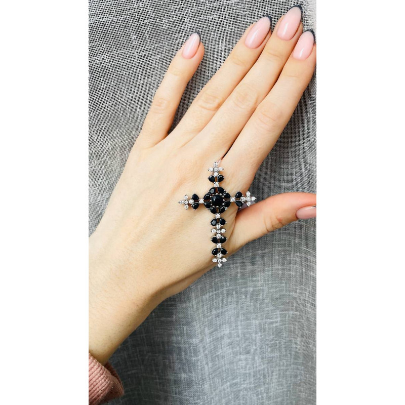 Срібний кулон з сапфіром та фіанітом 216-3110