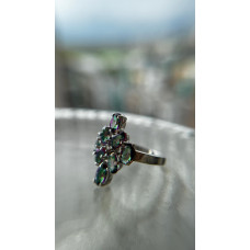 Срібна каблучка з нано фінітом містик та фіанітом 173N-8110