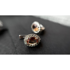 Срібні сережки з нано султанітом та фіанітом 014N-8210