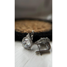 Срібні сережки з фіанітом 048CZ-10