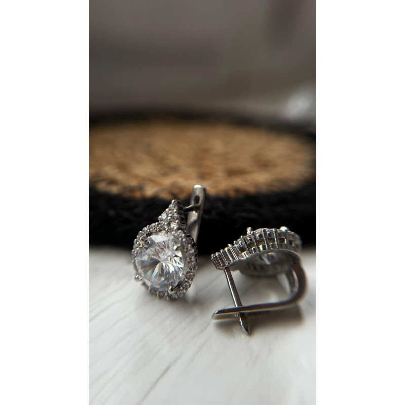 Срібні сережки з фіанітом 048CZ-10