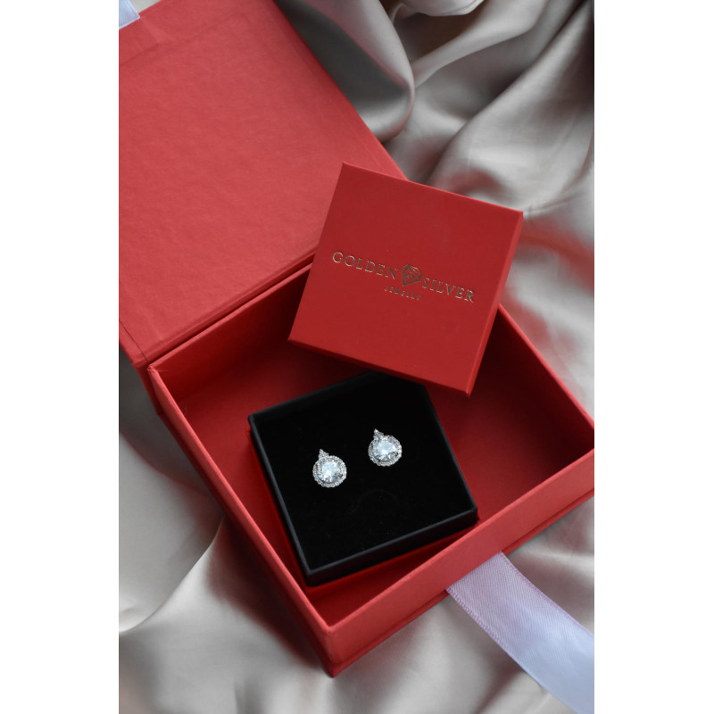 Срібні сережки з фіанітом 048CZ-10