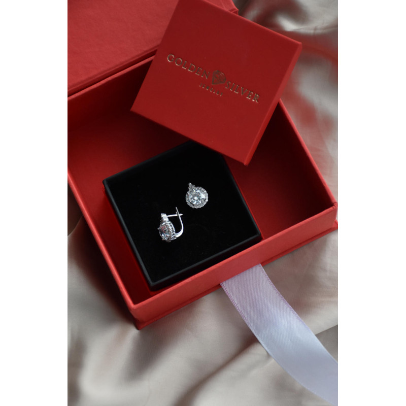Срібні сережки з фіанітом 048CZ-10