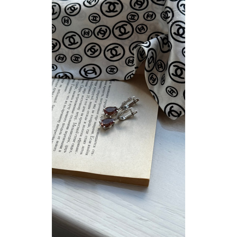 Серебряные серьги с натуральным нано султанитом 090N-8210