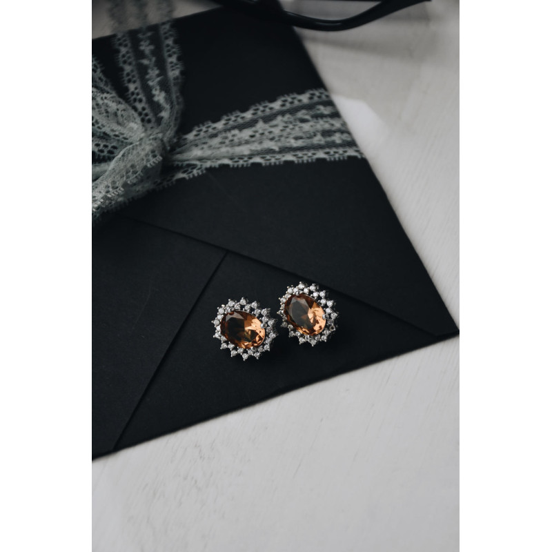 Срібні сережки з нано султанітом та фіанітом 170N-8210