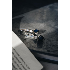 Серебряные серьги с сапфиром 107-3110