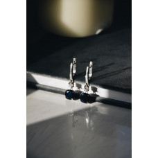 Серебряные серьги с сапфиром 107-3110