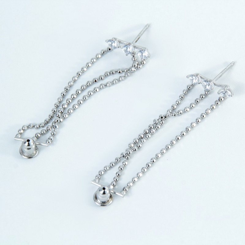 Срібні сережки з підвісками зі вставками фіанітів 02-00010-10 