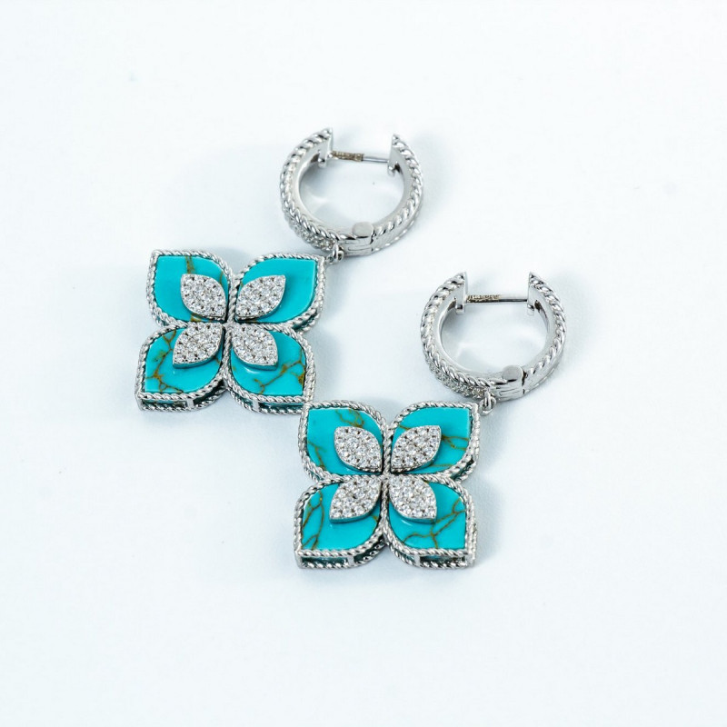 Срібні сережки зі вставками бірюзи 02-00020-5910