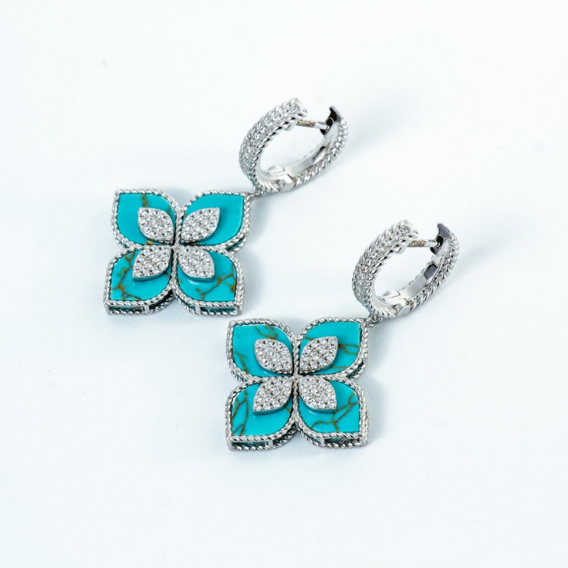 Срібні сережки зі вставками бірюзи 02-00020-5910