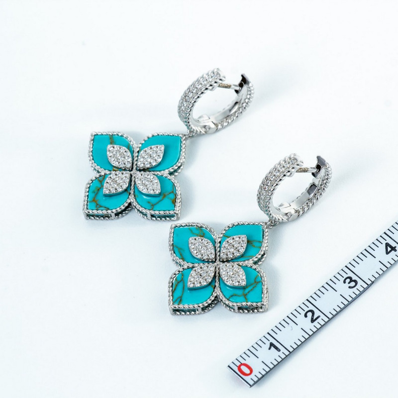 Срібні сережки зі вставками бірюзи 02-00020-5910