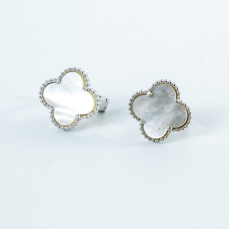 Срібні сережки зі вставками перламутру 02-00012-90 