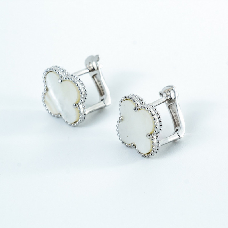 Срібні сережки зі вставками перламутру 02-00012-90 