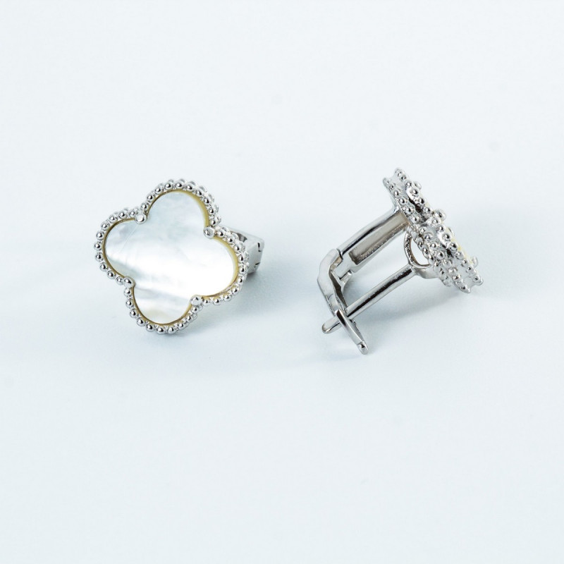 Срібні сережки зі вставками перламутру 02-00012-90 