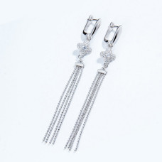 Срібні сережки з підвісками зі вставками фіанітів 02-00022-10