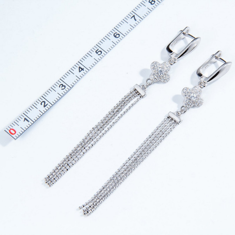 Срібні сережки з підвісками зі вставками фіанітів 02-00022-10 