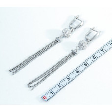 Срібні сережки з підвісками зі вставками фіанітів 02-00022-10