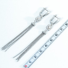 Срібні сережки з підвісками зі вставками фіанітів 02-00024-10