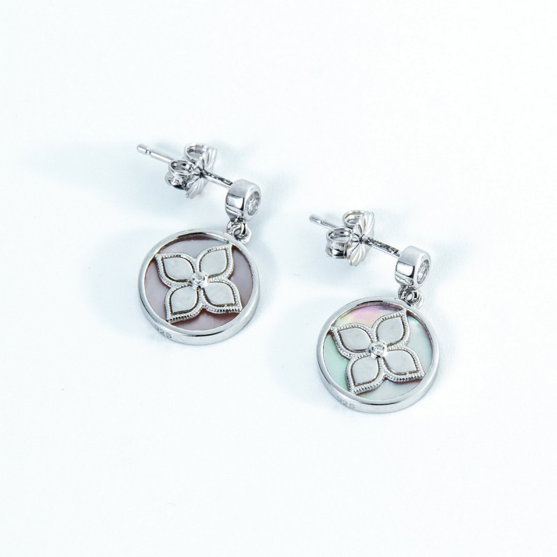 Срібні сережки зі вставками рожевого перламутру 02-00025-9510 