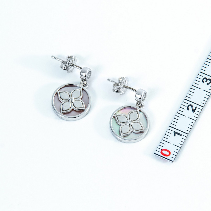 Срібні сережки зі вставками рожевого перламутру 02-00025-9510 