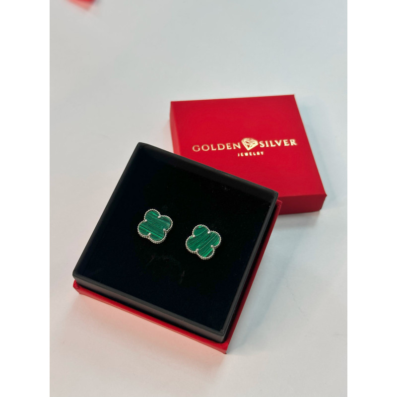 Срібні сережки з малахітом 00106-79